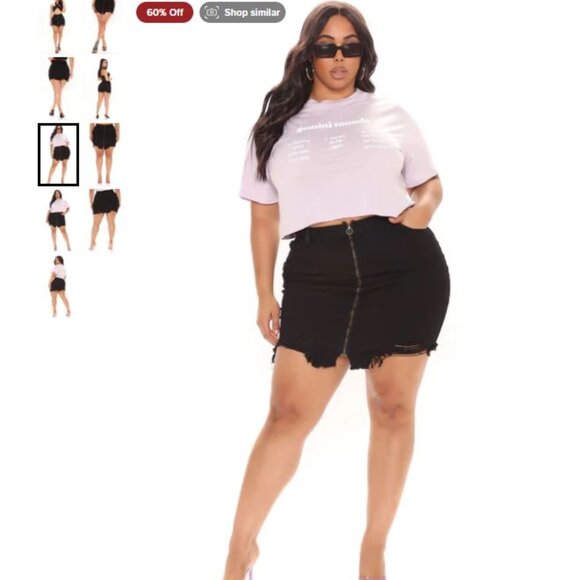 Fashion Nova Curve - In The Rough Distressed Mini Skirt - Black - Size 3X - Picture 2 of 5